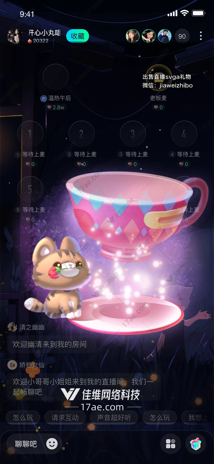 梦幻茶杯与小猫的故事
