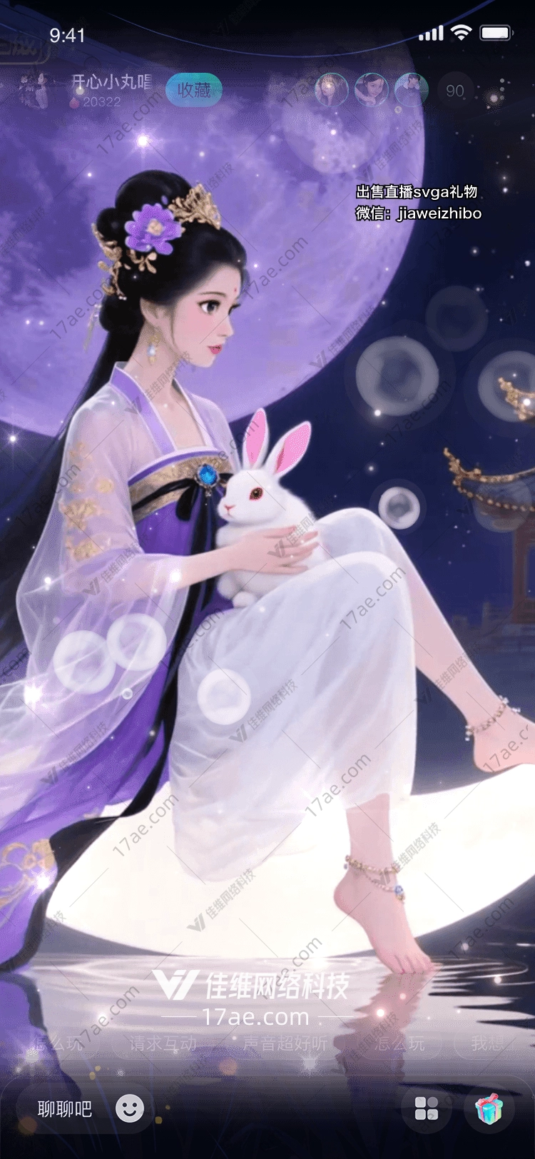月华仙踪玉兔与鹤的星夜之约